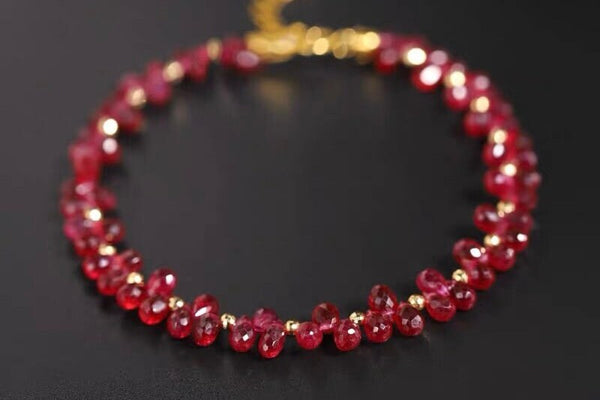 18K Solid Gold Sapphire Bracelet, Ruby Precious Stone Bracelet, Ruby Jewelry, Wedding Jewelry, New Year Gift, Christmas Gift