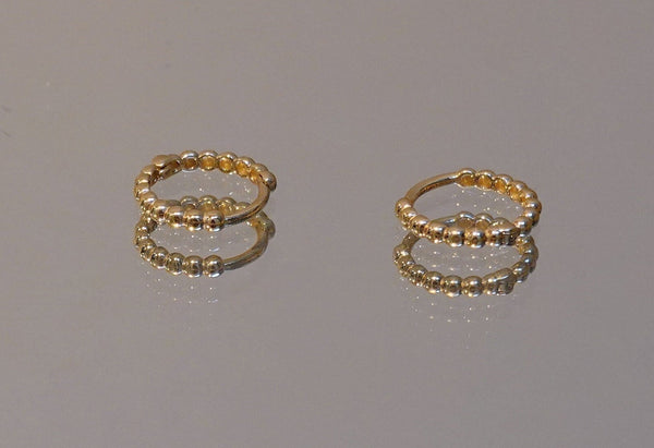 9K Gold Beaded Earrings, Beaded Circle Hoop, Simple Daily Gold Earrings, Gift for her, Thanksgiving gift,Christmas gift, New Year Gift
