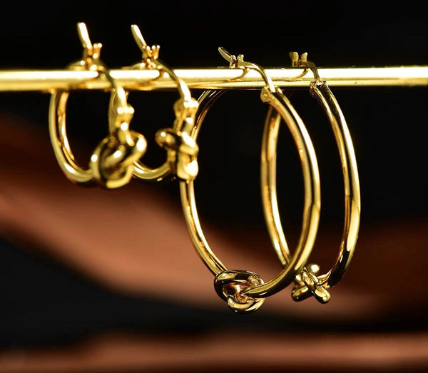 18K Solid Gold Hoop Earrings with Twist Detail, Yellow Gold Hoops, Wedding Bridal Gold Earrings, Cocktail Party Earrings, Valentines Gift